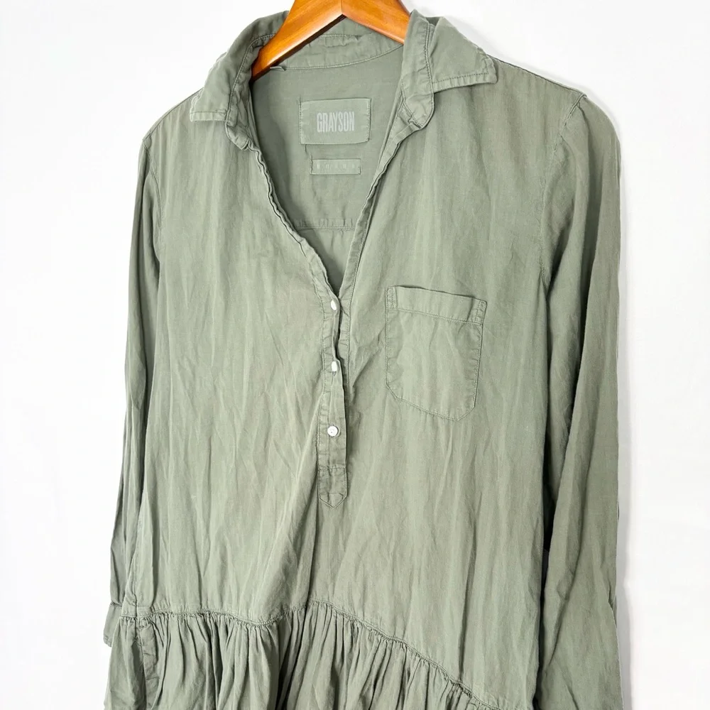 Grayson The Changemaker Dress Green Size D2‎ Cotton Lightweight Button Up